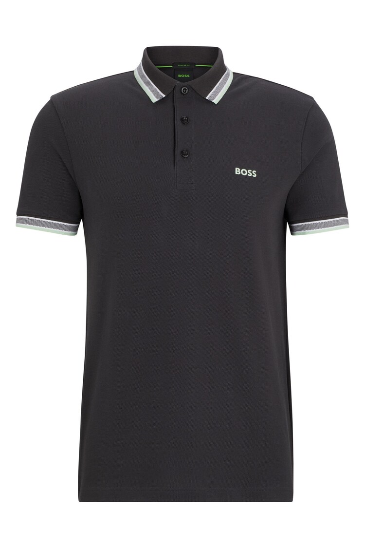Chromgrau - BOSS – Paddy – Polo-Shirt mit Streifen aus 100 % Baumwolle - Bild 1 von 1