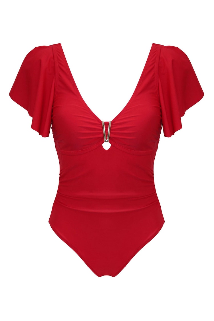 Pour Moi Red Andalucia Frill Control Swimsuit - Image 1 of 1