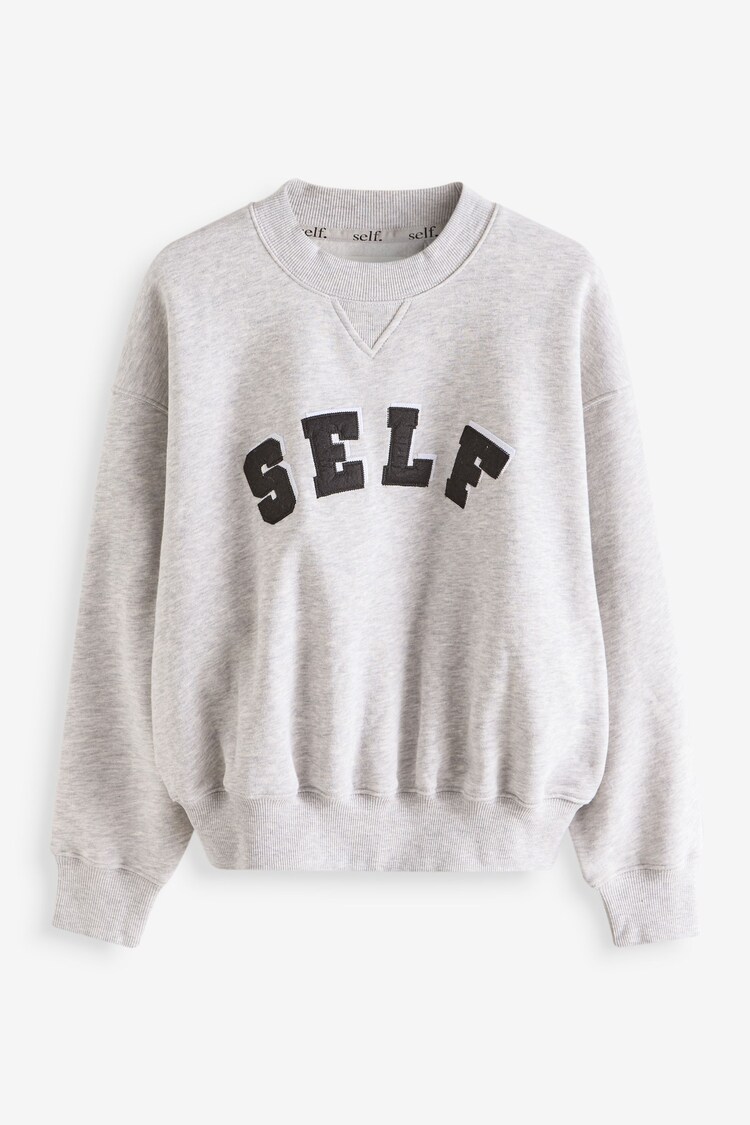 self. Grey Crew Neck Sweat Top - Image 1 of 1