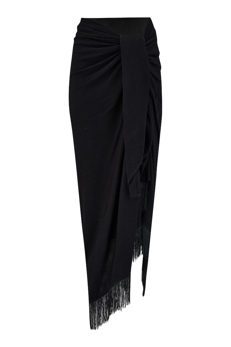 Pour Moi Black Fringe Trim Crinkle Woven Multiway Sarong - Image 1 of 1