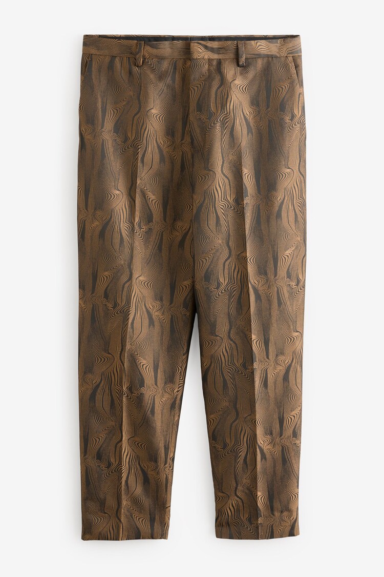 Black Slim Fit Gold Jacquard Tuxedo Suit Trousers - Image 1 of 1