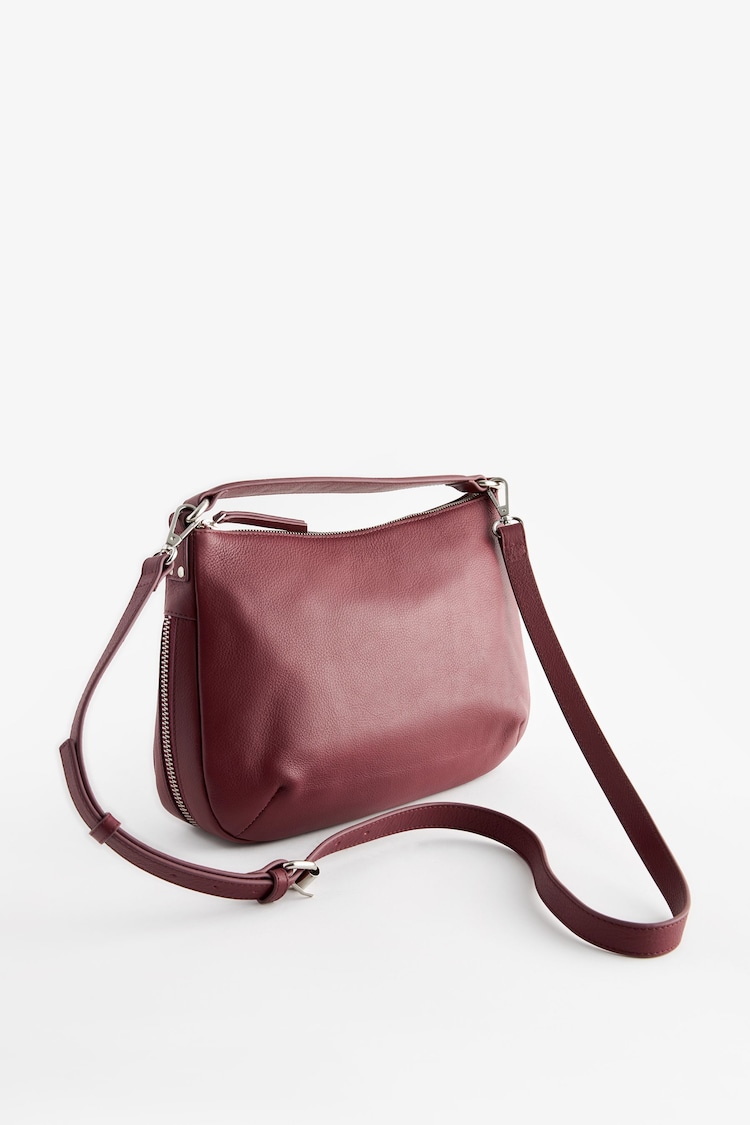 Burgundy Red Leather Handle Slouchy Cross-Body Bag - Image 1 of 1