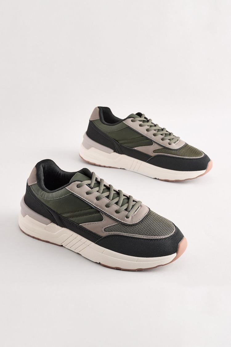 Khaki Green Nylon Runners Shoes - Image 1 of 1