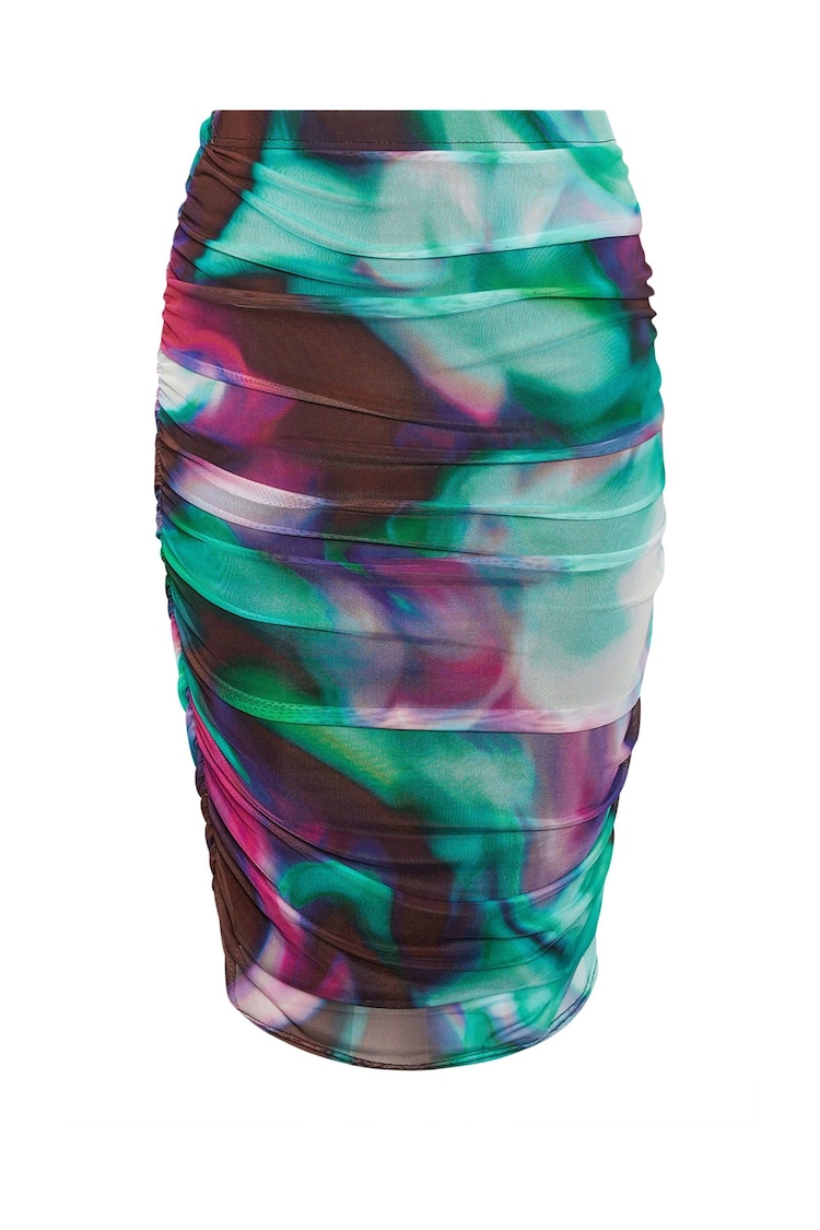 Yours Curve Red Mesh Gathered Skirt - Image 1 of 1