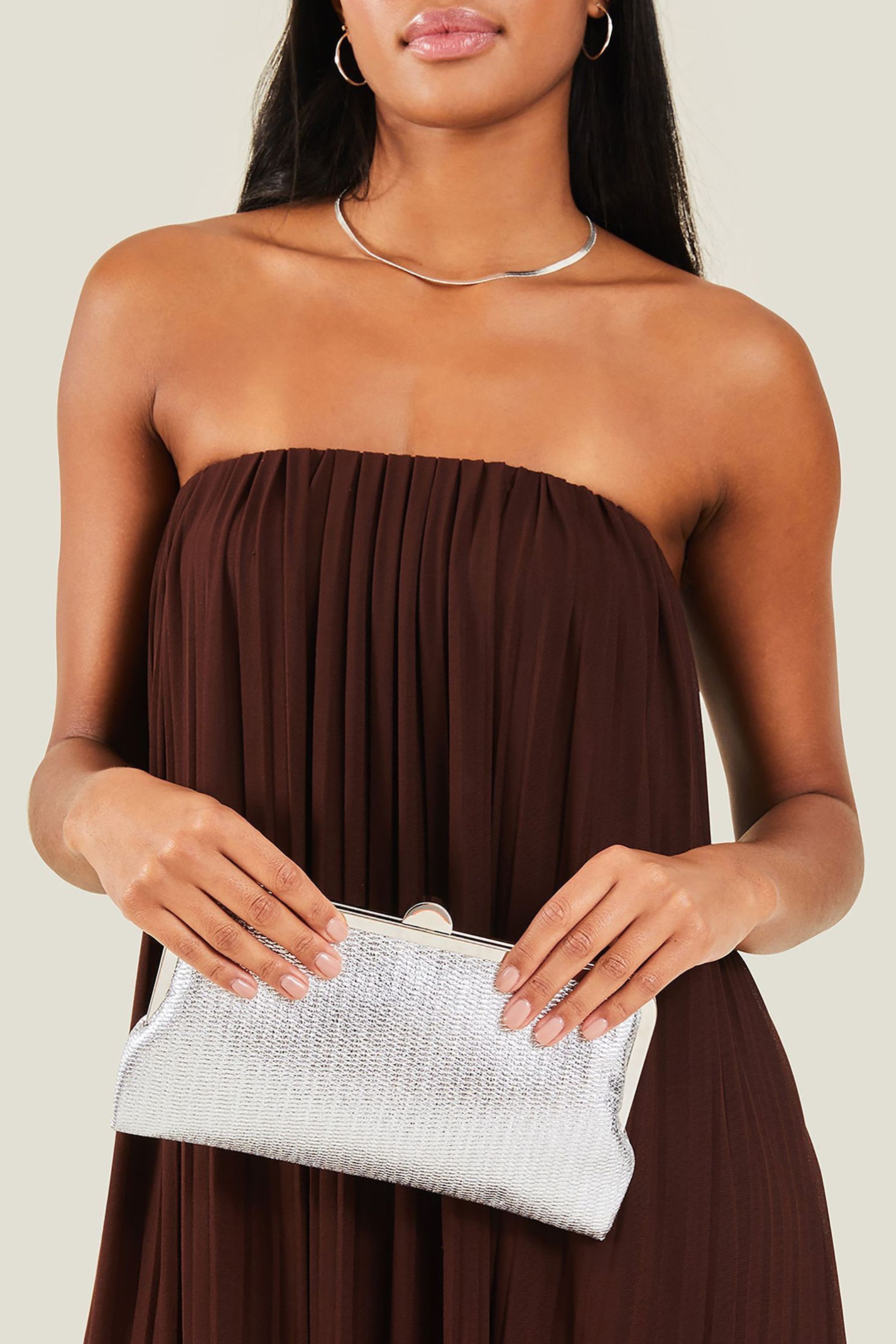 Buy Accessorize Silver Metallic Clutch Bag from Next United Arab Emirates