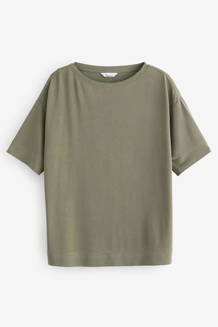 Olive Green Relaxed Fit Premium Modal Boxy T-Shirt - Image 1 of 1