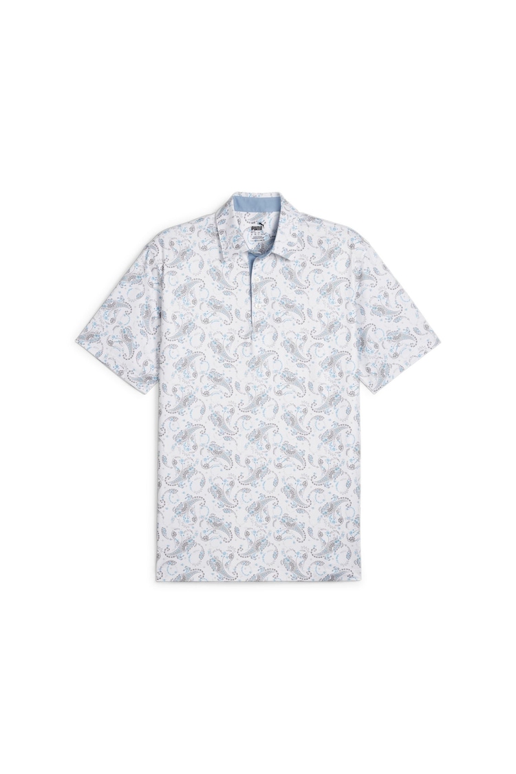Puma White CLOUDSPUN Mens Golf Paisley Polo Shirt - Image 1 of 1