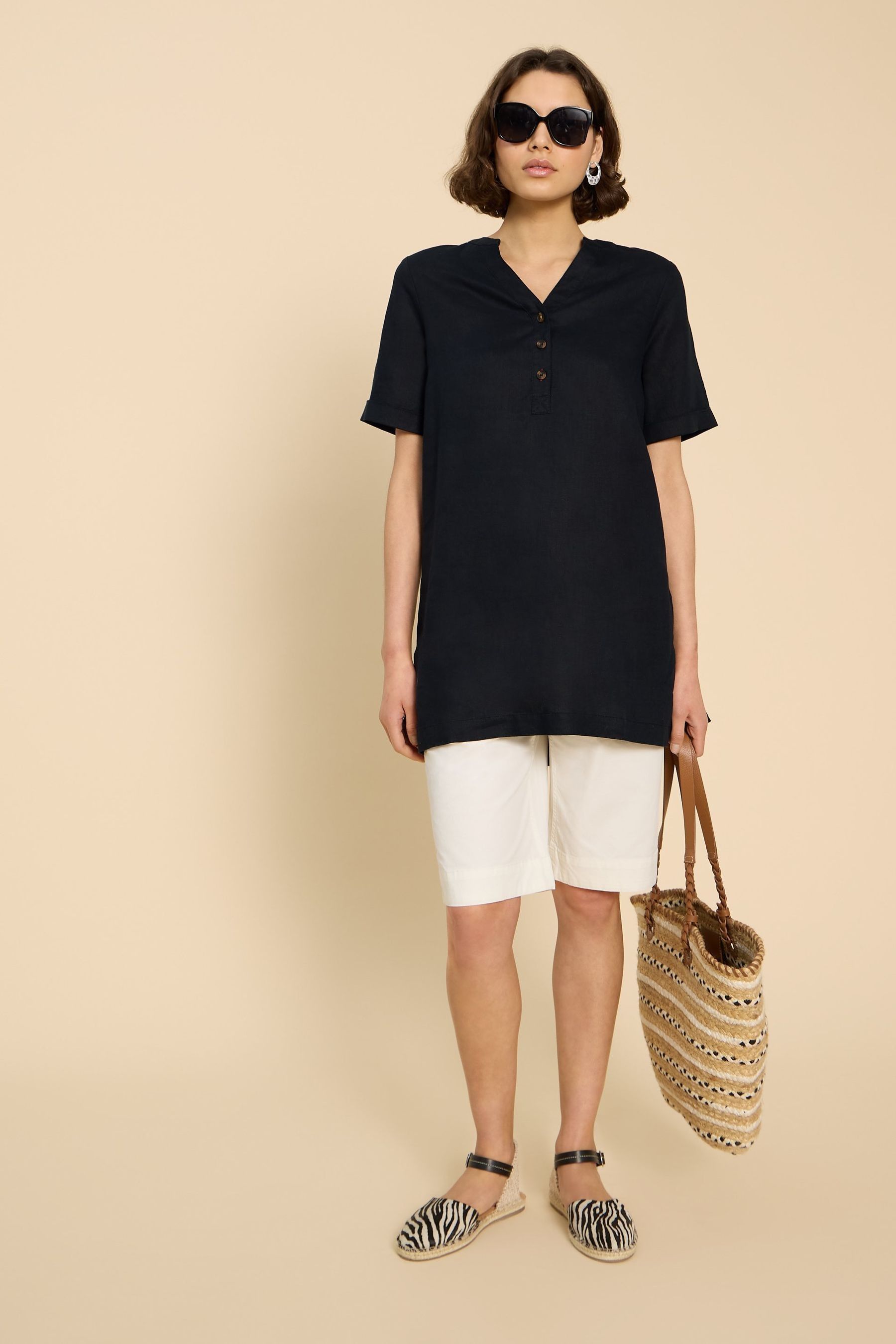 Buy White Stuff Lina Linen Black Tunic from the Next UK online shop