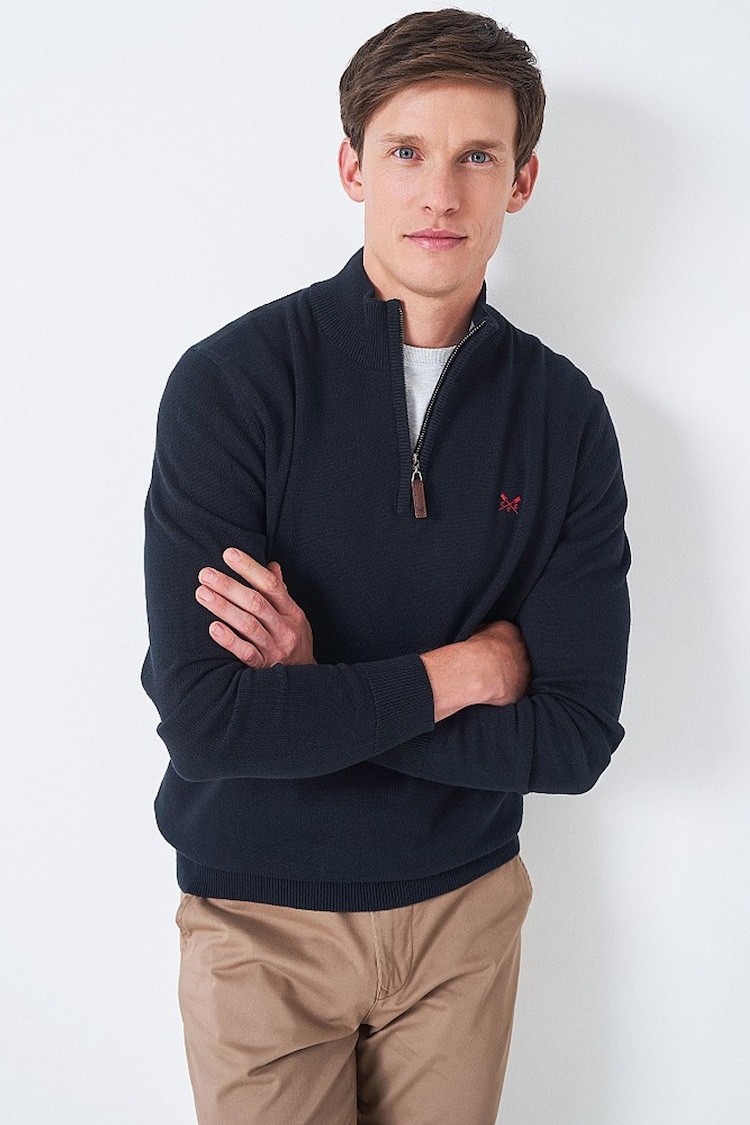 Crew Clothing Company Light Blue Quarter Zip Knitted Jumper - Image 1 of 1