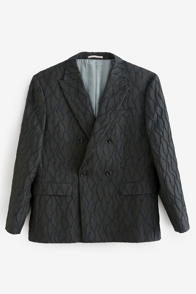 Black Edit Textured Double Breasted Suit Jacket - Image 1 of 1