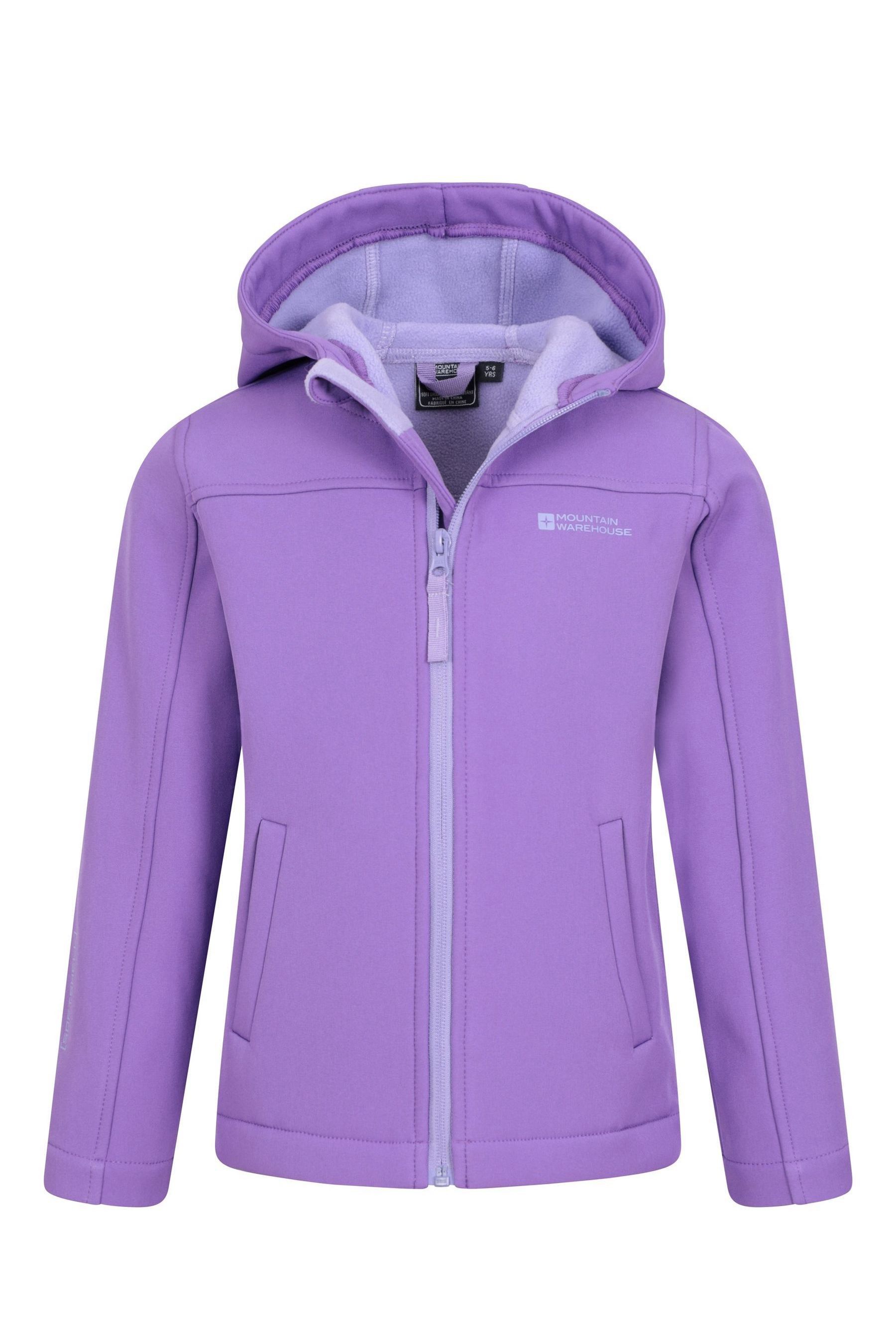 Veste Softshell Enfant Exodus Kids - Coupe-vent, Imperméable, Doublure Polaire - Capuche, Poches Latérales - Taille 3-4 Ans (98-104 Cm) - Violet Clair