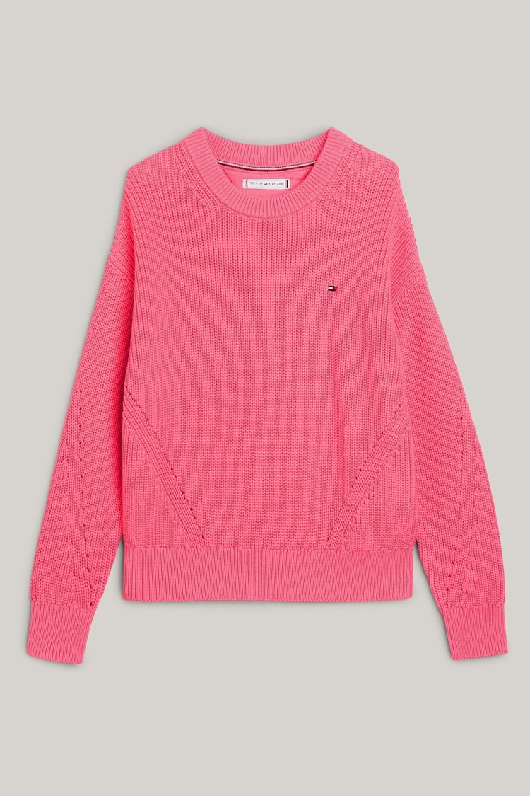 Tommy Hilfiger Pink Essential Rib 100% Cotton Sweater - Image 1 of 1