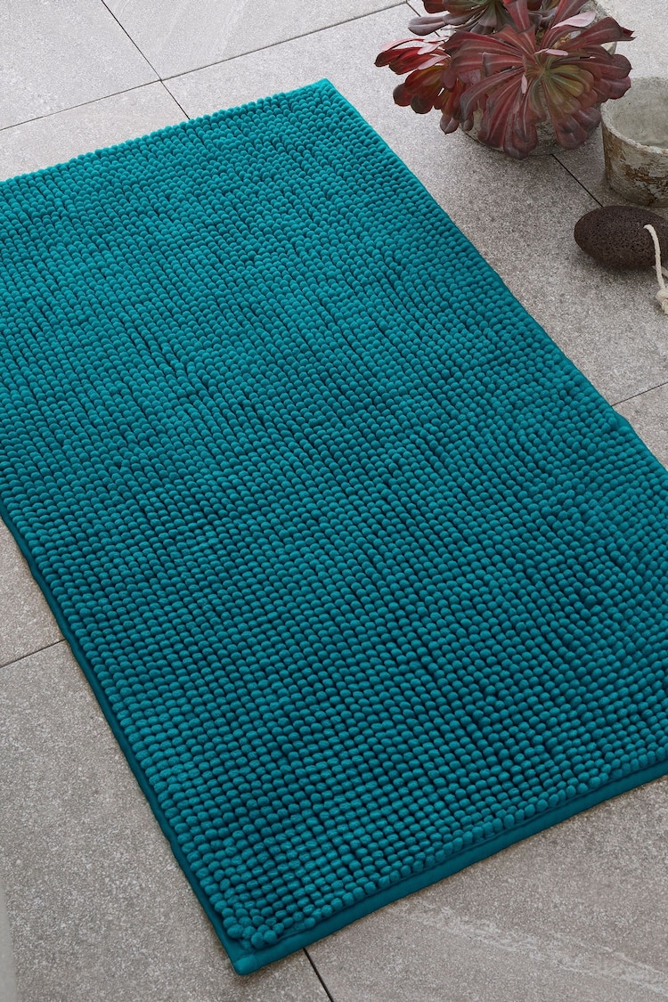 Catherine Lansfield Teal Green Bobble Bathmat - Image 1 of 1