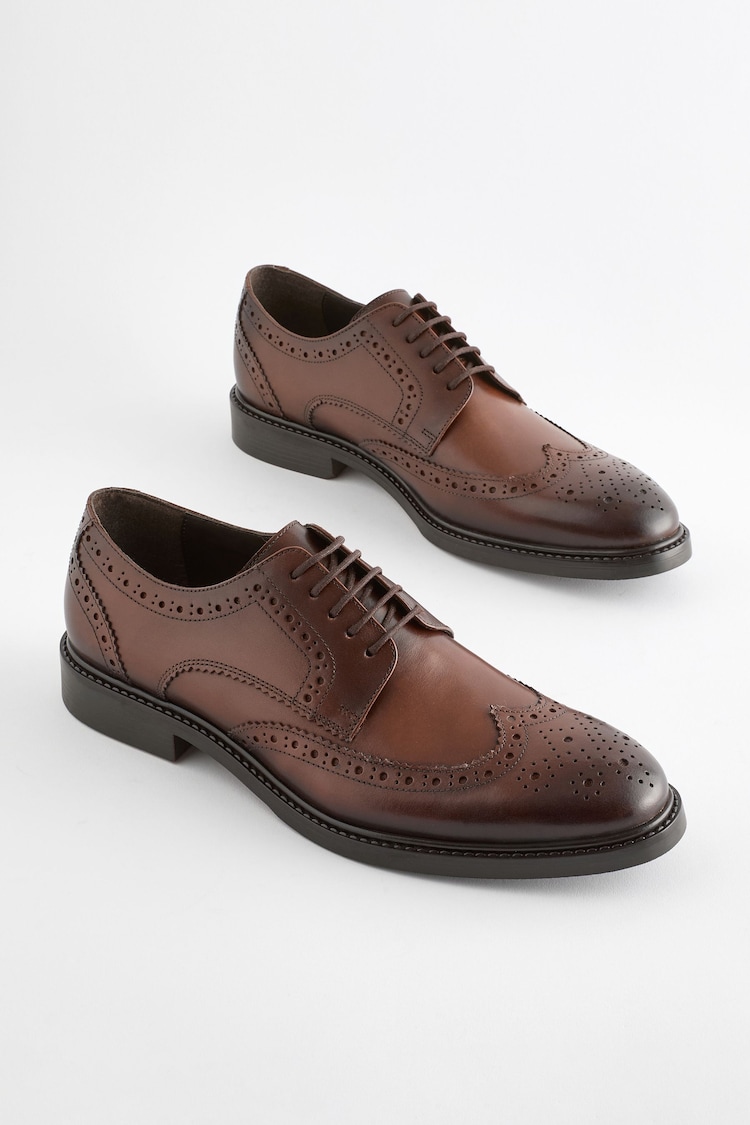 Brown Standard Fit Leather Derby Brogues - Image 1 of 1
