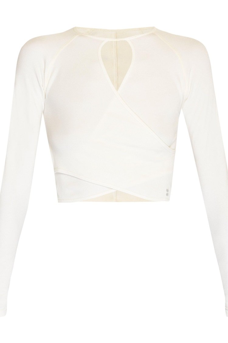 Sweaty Betty Lily White Mindful Flex Wrap Long Sleeve Top - Image 1 of 1