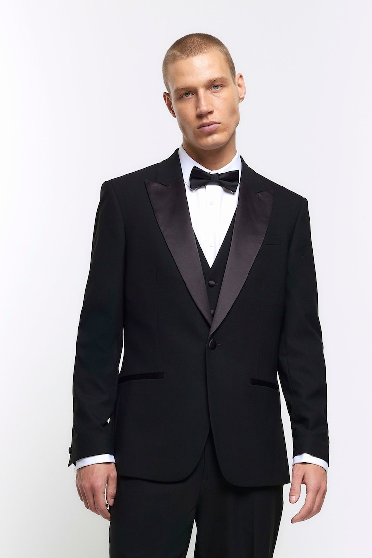 Schwarz - River Island Stretch Suit Jacket - Bild 1 von 1