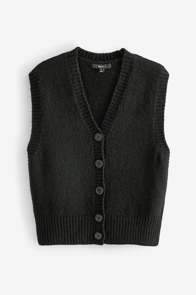 Black Button Front Knitted Tank Top - Image 1 of 1