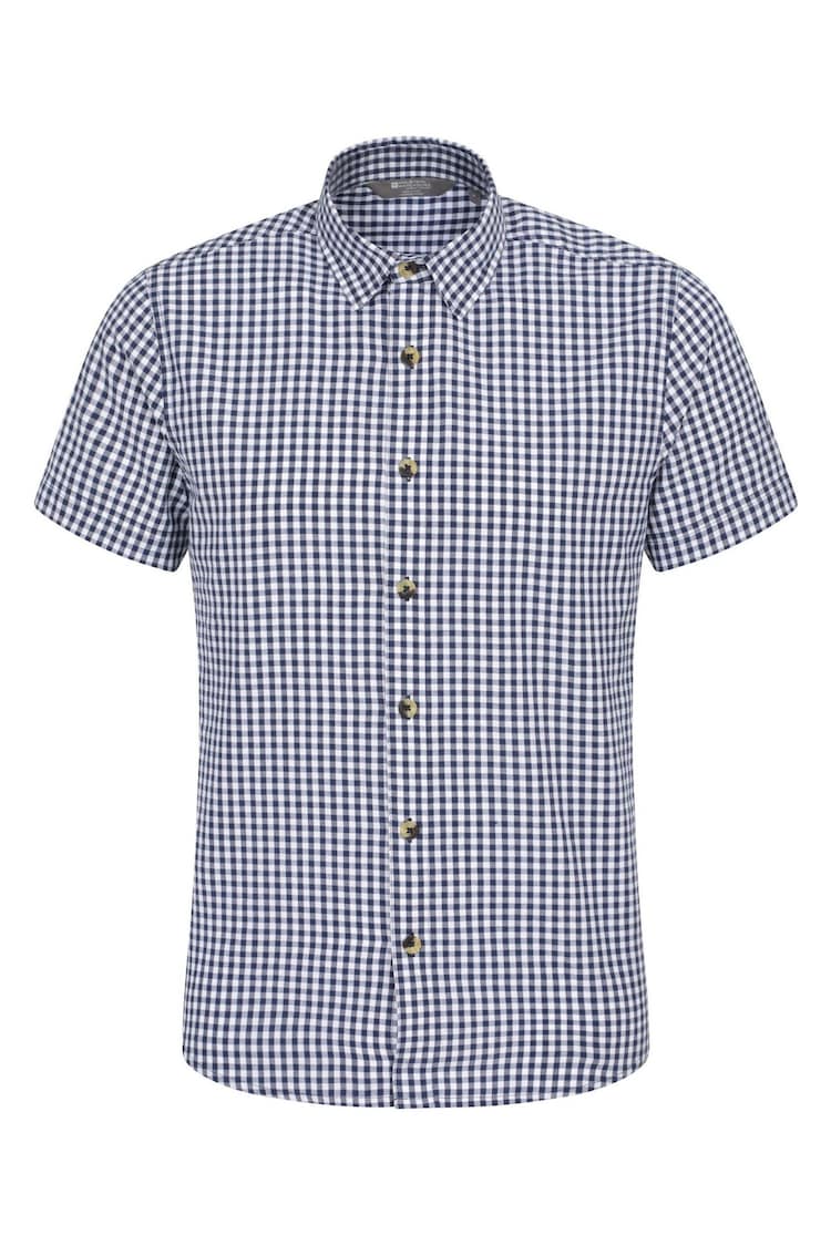 Mountain Warehouse Light Blue Weekender Mens 100% Cotton Short Sleeve Shirt - Image 1 of 1
