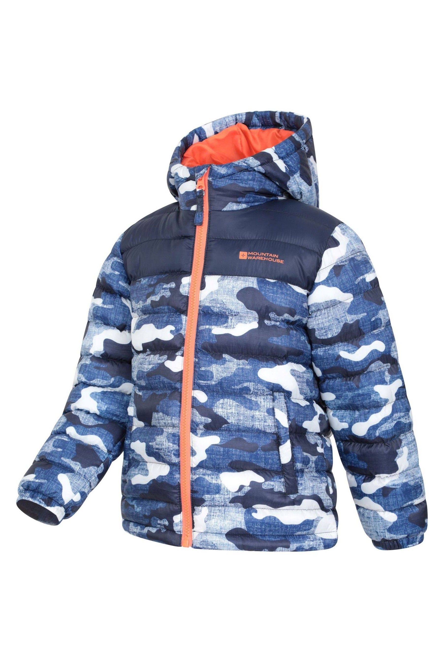 Mountain Warehouse Boys Padded Jacket Printed Seasons Kids Water Resistant Coat Orange