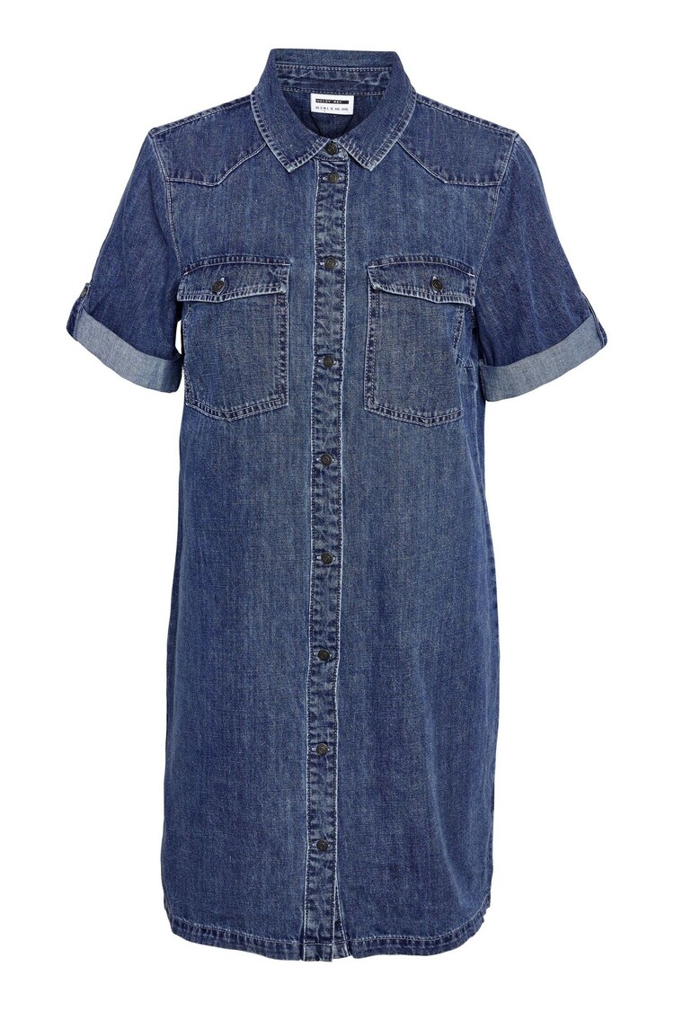 NOISY MAY Blue 100% Cotton Utility Denim Dress - Image 1 of 1 NOISY MAY Blue 100% Cotton Utility Denim Dress - Image 1 of 1