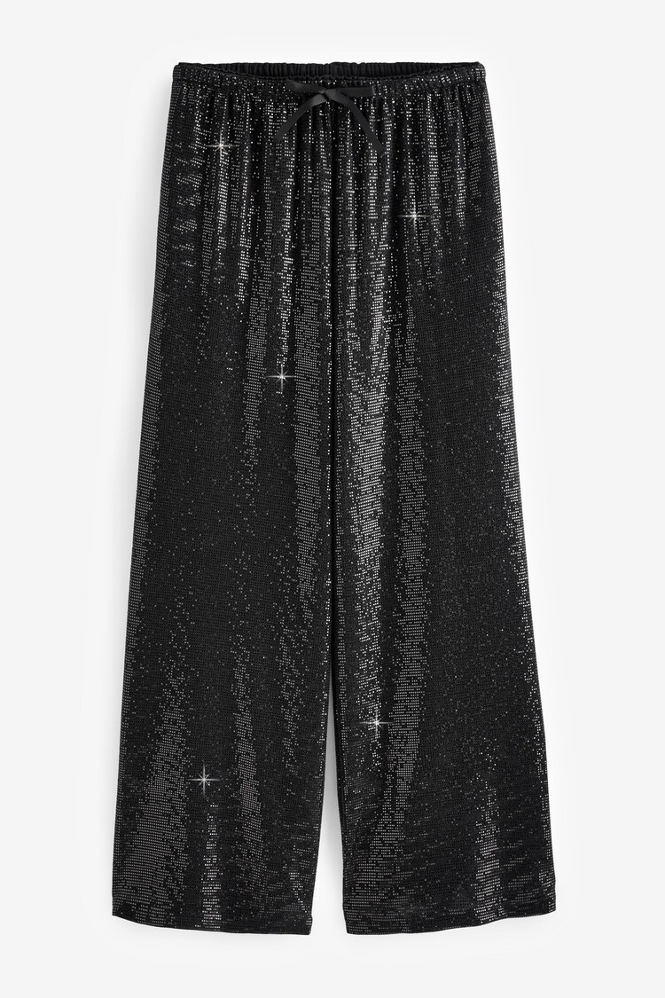 Black Sequin Wide Leg Trousers - Image 1 of 1