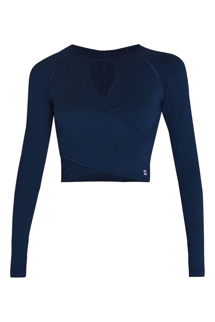 Sweaty Betty Navy Blue Mindful Flex Wrap Long Sleeve Top - Image 1 of 1