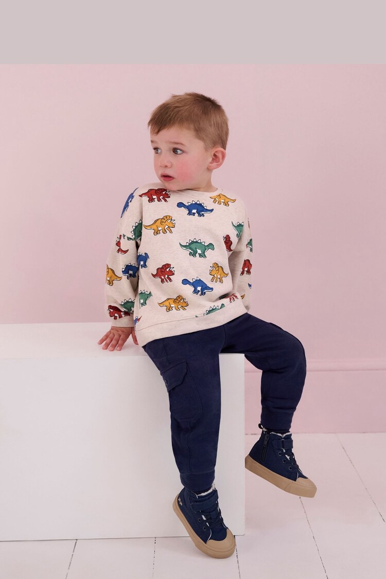 أزرق داكن أزرق - JoJo Maman Bébé Canvas High Top Trainers - صورة 1 من 1