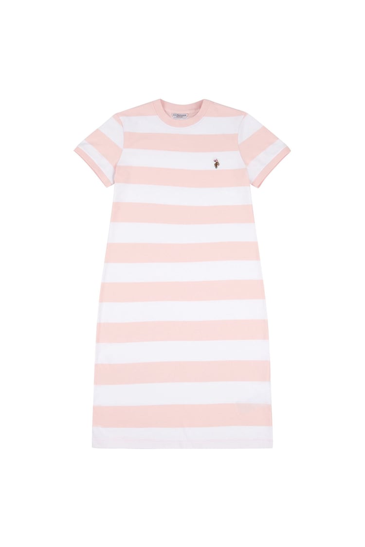 U.S. Polo Assn. Pink Womens Striped T-Shirt Dress - Image 1 of 1
