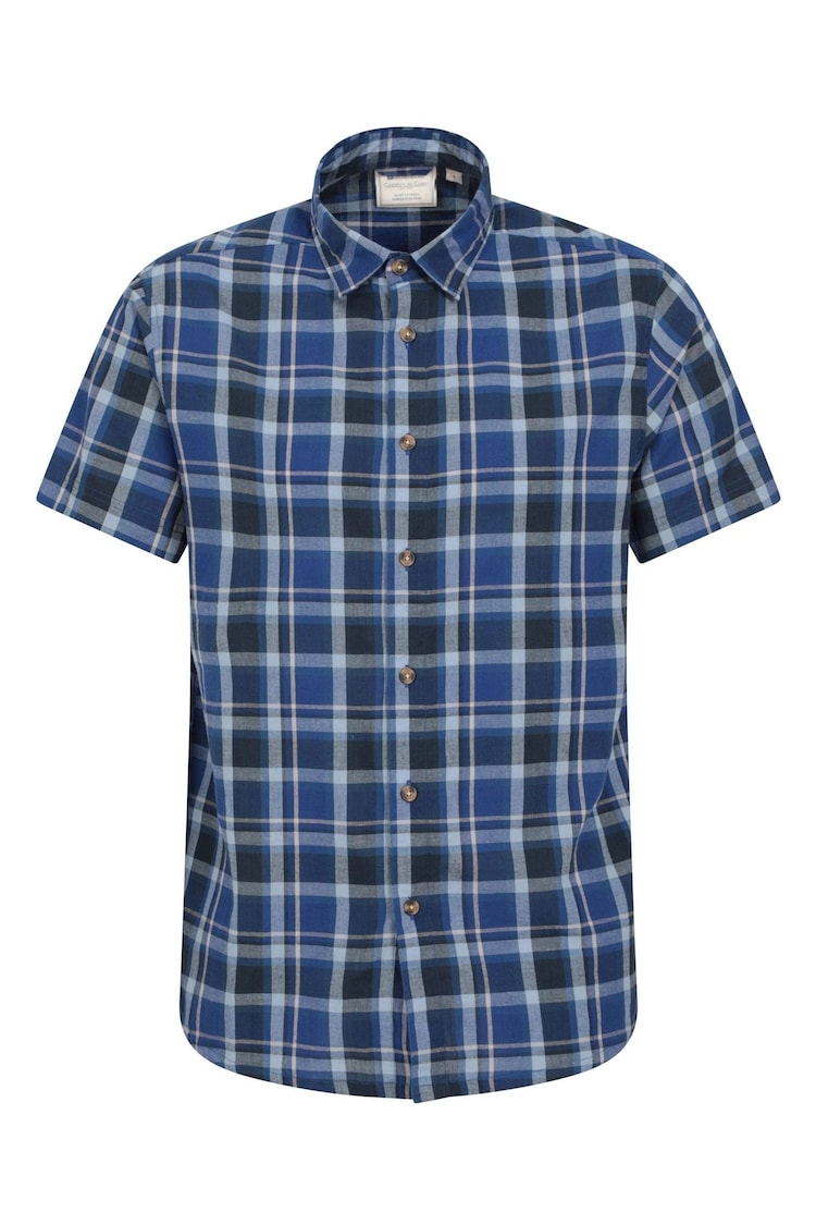 Mountain Warehouse Navy Blue Weekender Mens 100% Cotton Short Sleeve Shirt - Image 1 of 1