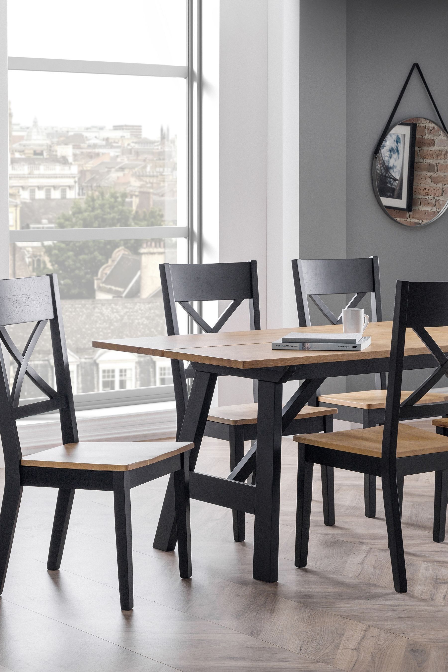 Buy Julian Bowen Black Oak Hockley Dining Chairs Set Of 2 from the Next