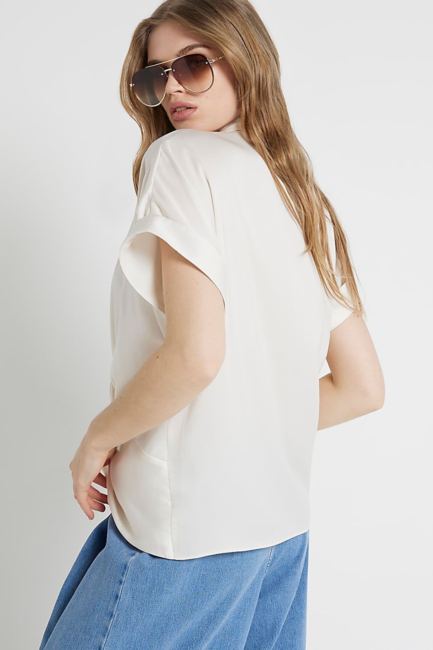 Buy River Island White Wrap Front Blouse from the Next UK online shop