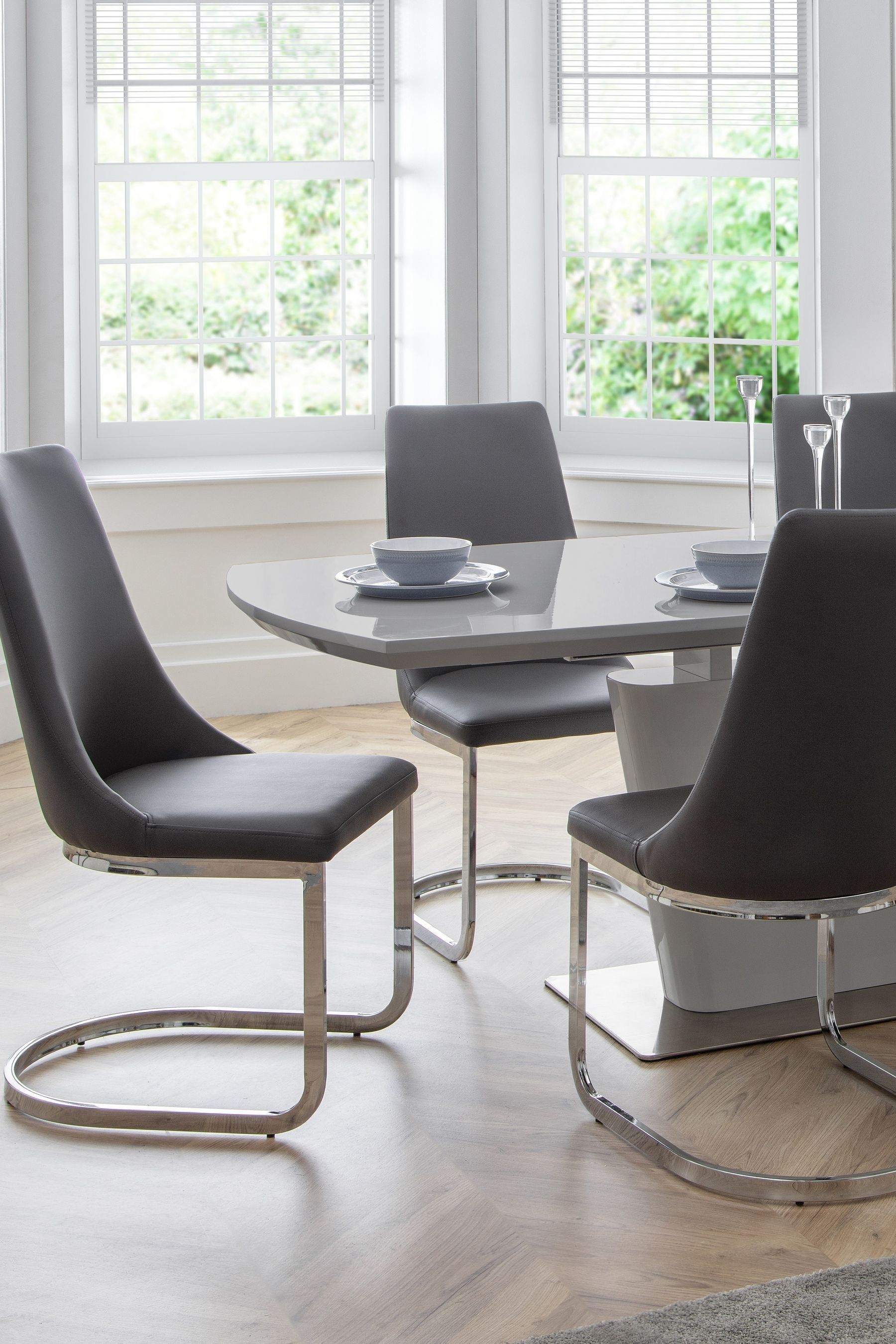 Buy Julian Bowen Grey Como Cantilever Dining Chairs Set Of 2 from the ...