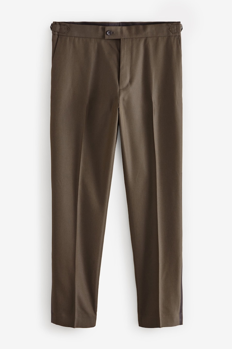 Brown Slim Fit Tape Detail Tuxedo Trousers - Image 1 of 1