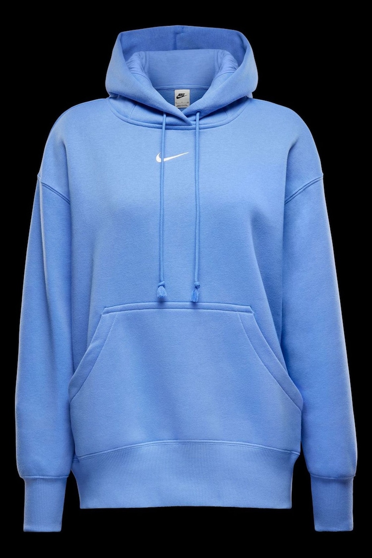 Nike Mid Blue Oversized Sportswear Phoenix Fleece Mini Swoosh Pullover Hoodie - Image 1 of 1