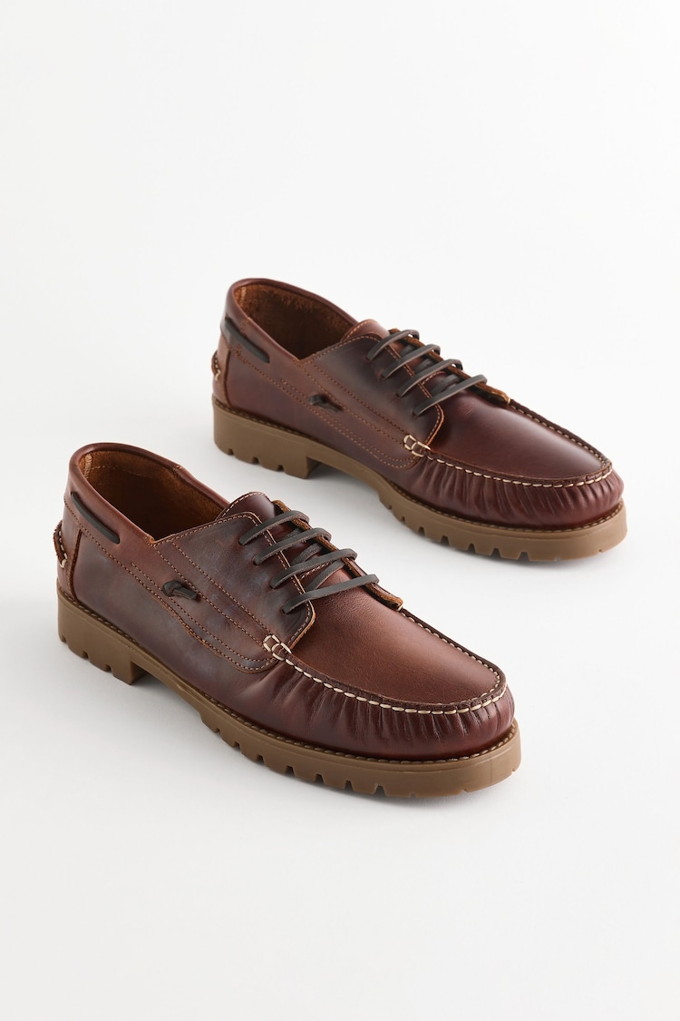 Chestnut Brown Leather Boat Shoes - Image 1 of 1