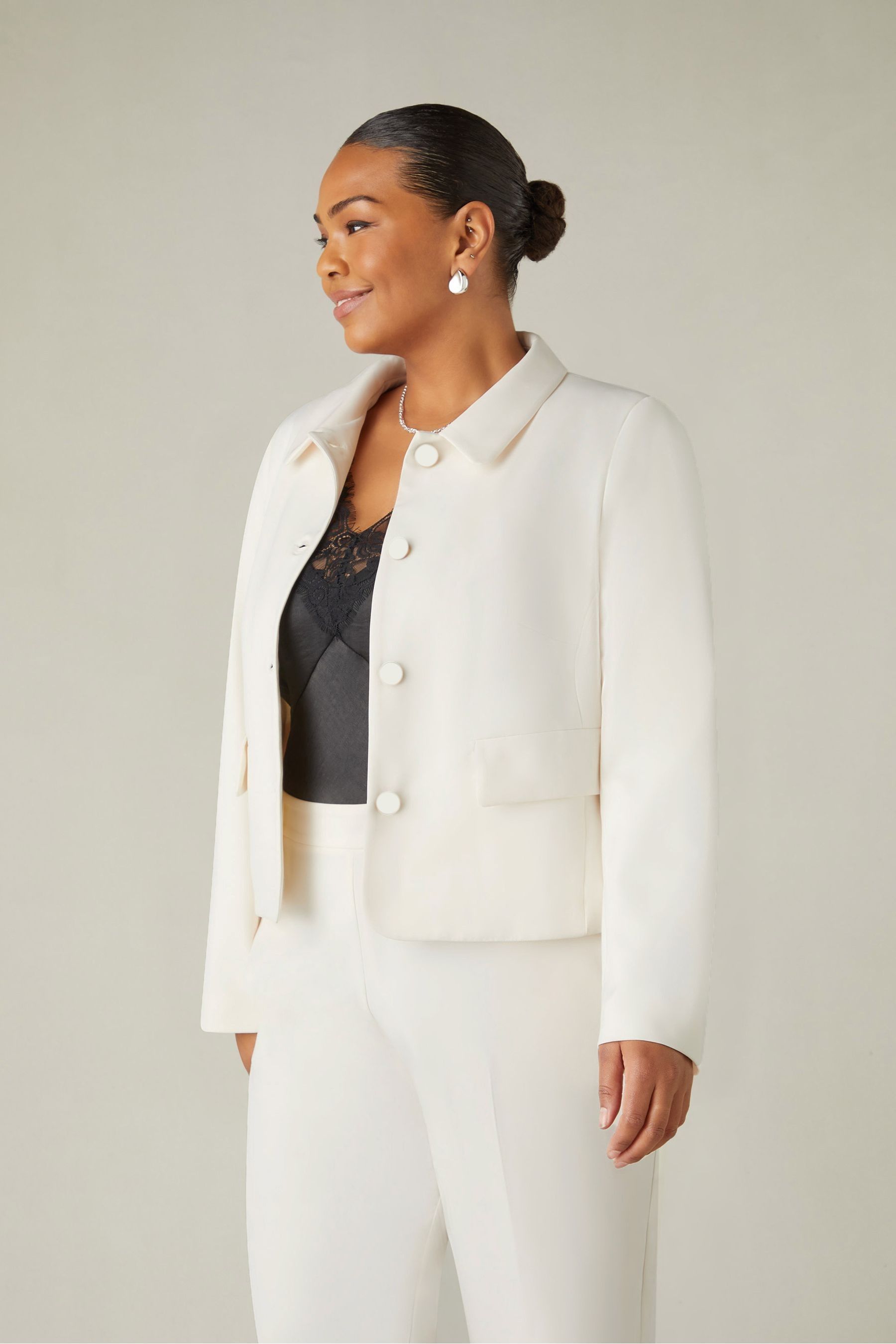 Buy Live Unlimited Curve Ivory Short Tailored White Jacket from the ...