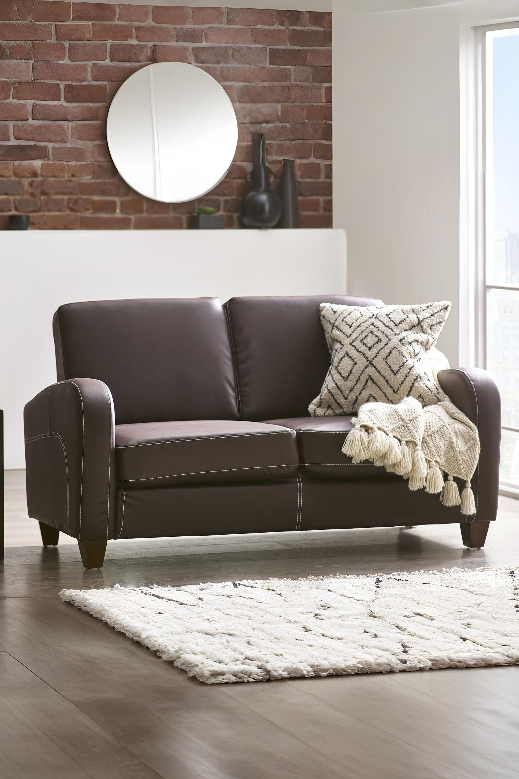 Buy Julian Bowen Chestnut Brown Vivo 2 Seater Faux Leather Sofa from