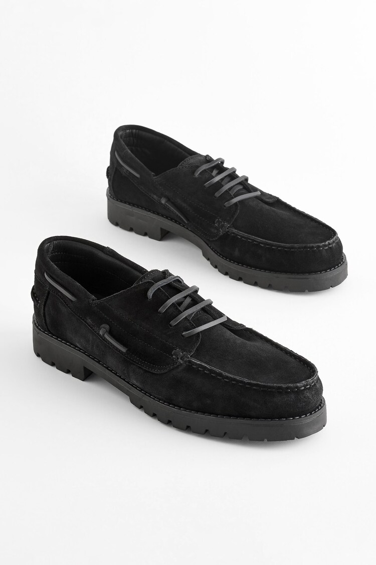Black Leather Boat Shoes - Image 1 of 1