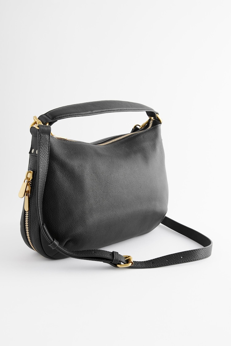 Black Leather Handle Slouchy Cross-Body Bag - Image 1 of 1