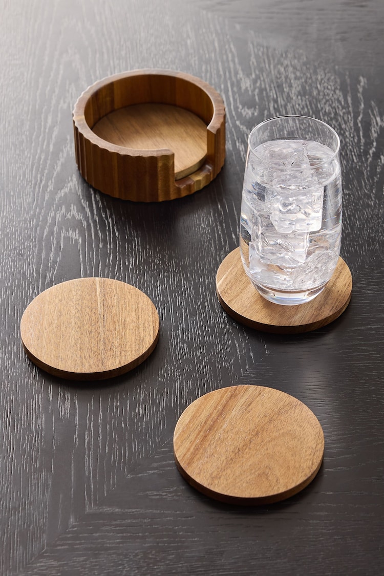 Set of 4 Stamford Wooden Coasters and Holder - Image 1 of 1