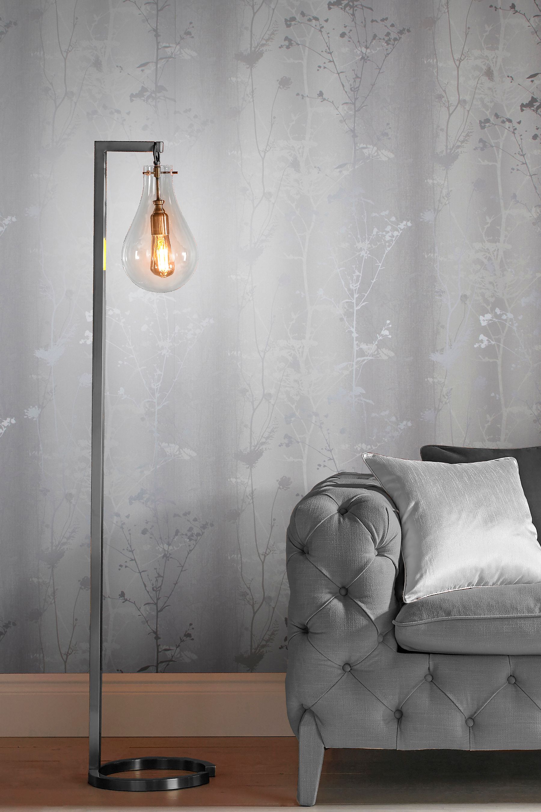 Buy Graham & Brown Grey Wildflower Shadow Wallpaper from the Next UK