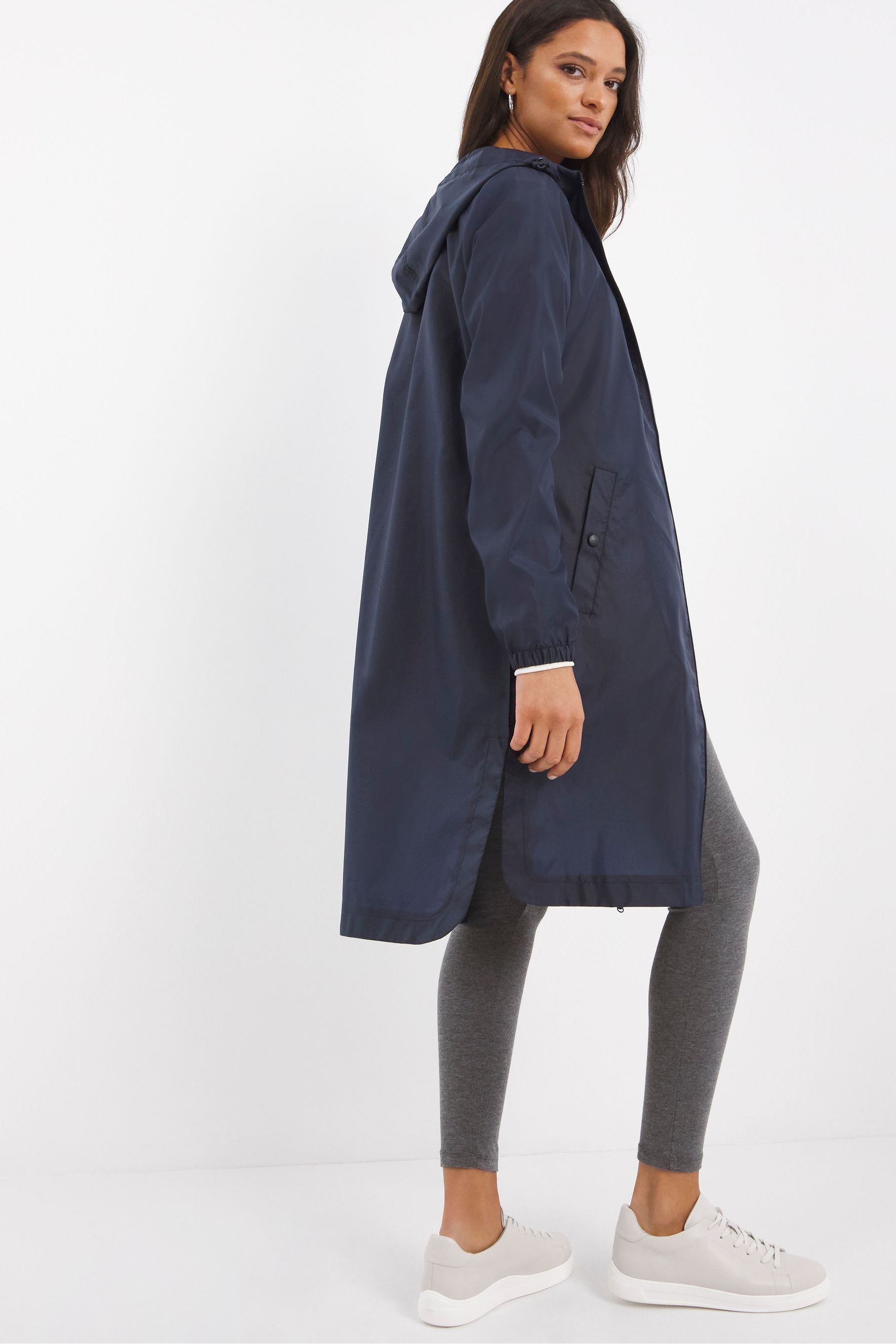 Buy JD Williams Navy Blue Longline Packaway Trench Jacket from the Next ...