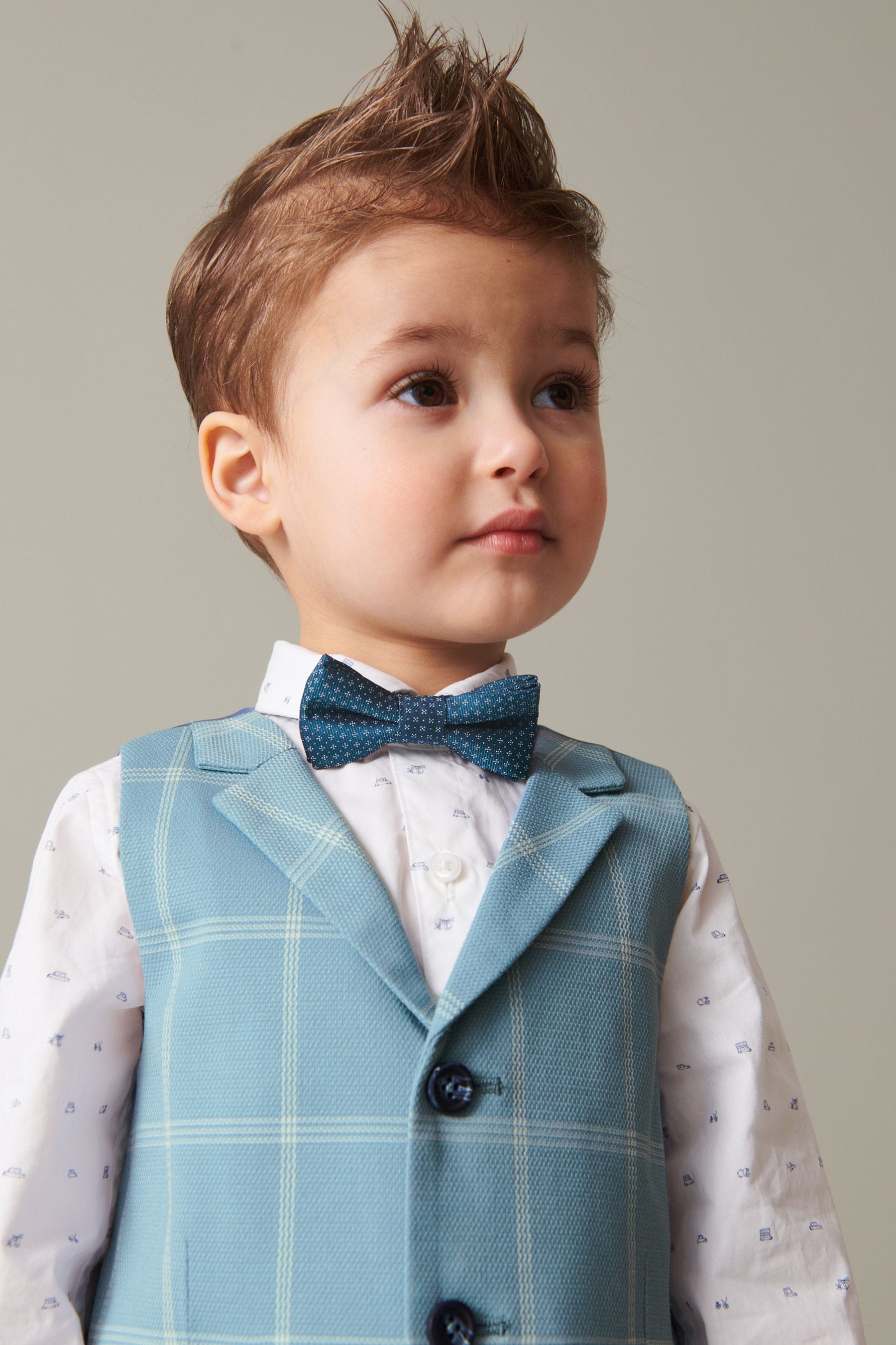 Buy Blue Check Waistcoat Set With Shirt & Bow Tie (3mths7yrs) from