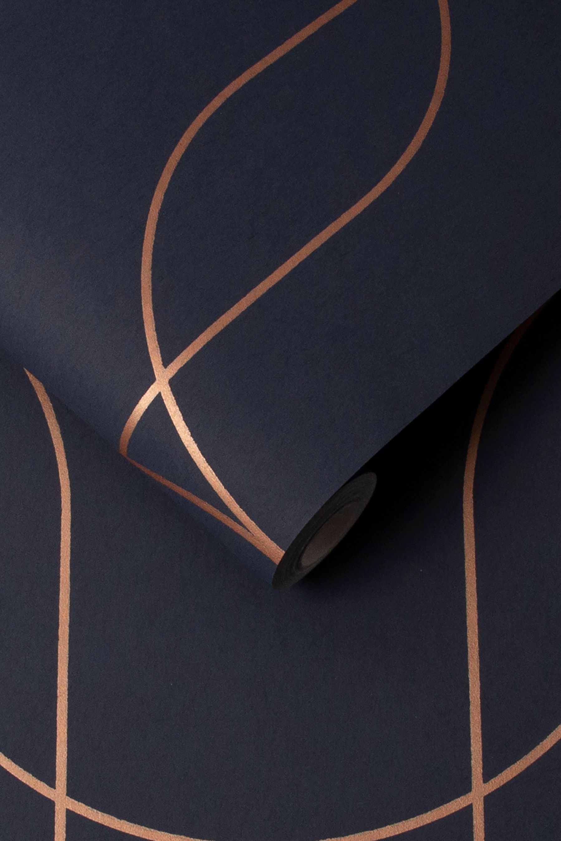 Buy Graham & Brown Blue Palais Navy & Copper Wallpaper from the Next UK