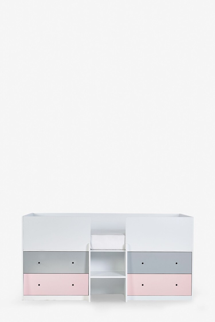Pink Quinn Kids Wooden Storage Cabin Bed Frame - Image 1 of 1