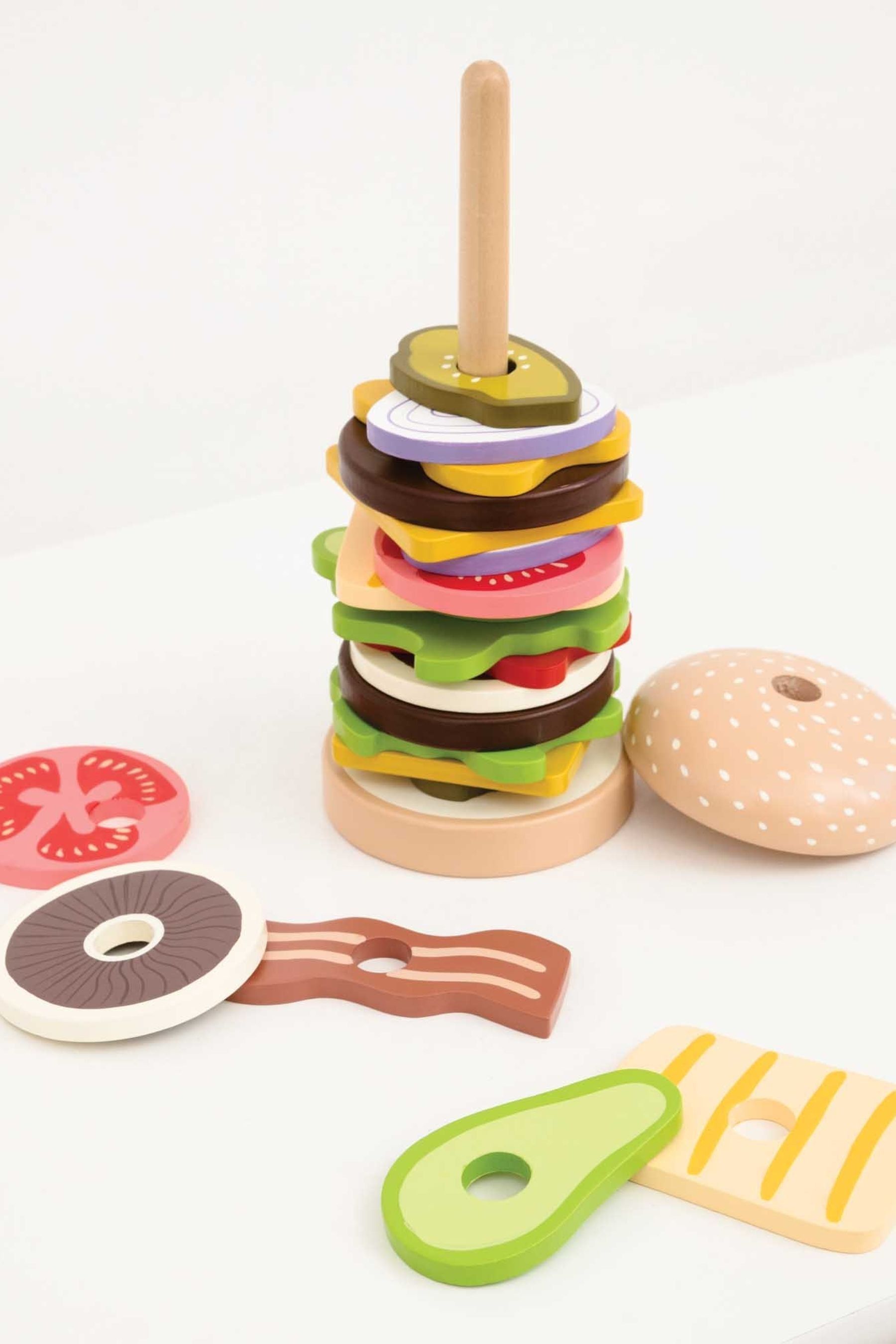 Buy JoJo Maman Bébé Wooden Burger Stacking Toy from Next Ireland