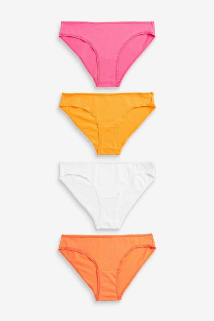 Orange/Pink/White Bikini Cotton Rich Knickers 4 Pack - Image 1 of 1