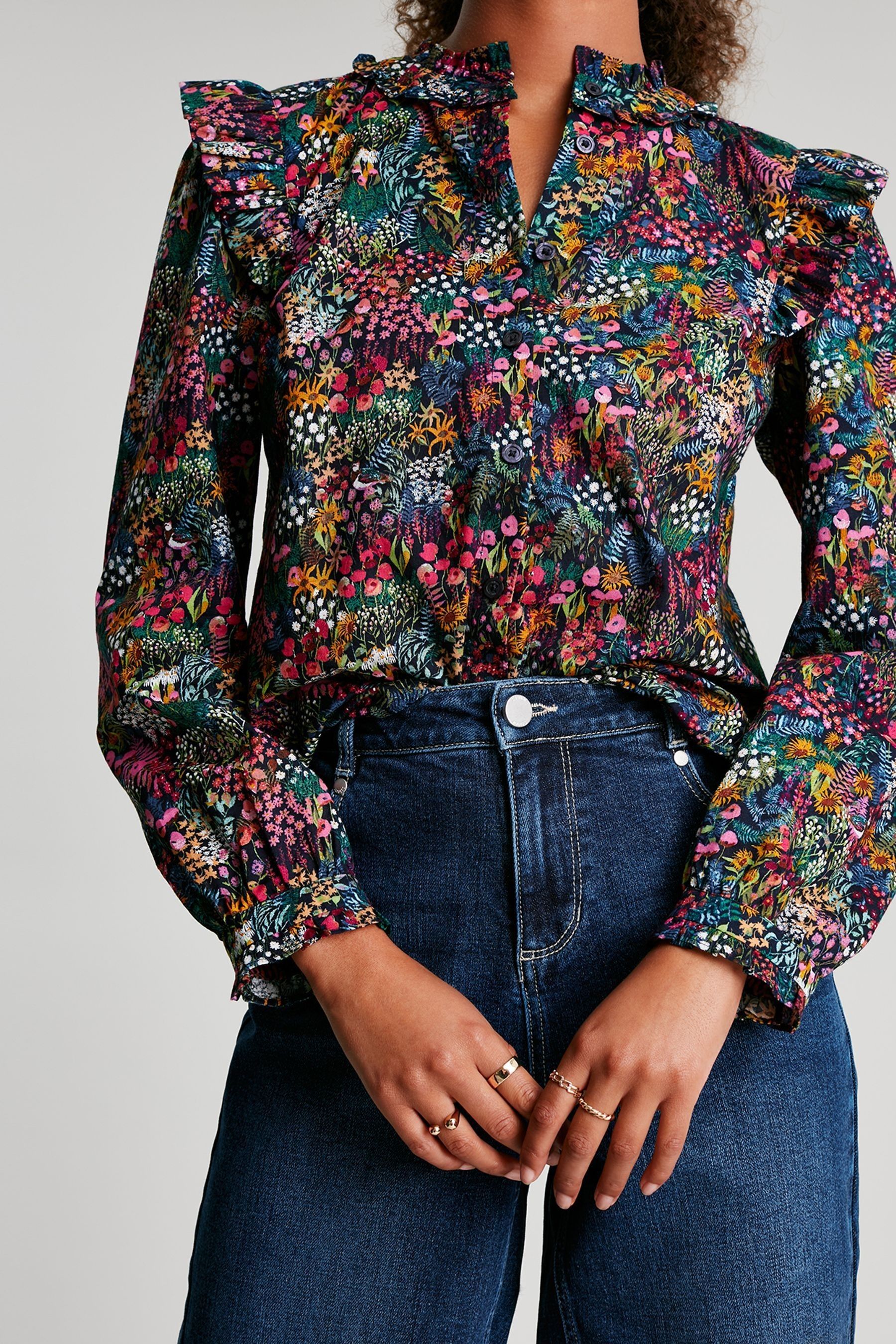 Buy Joules Blue Naomi Button Through Blouse With Frills from Next Ireland