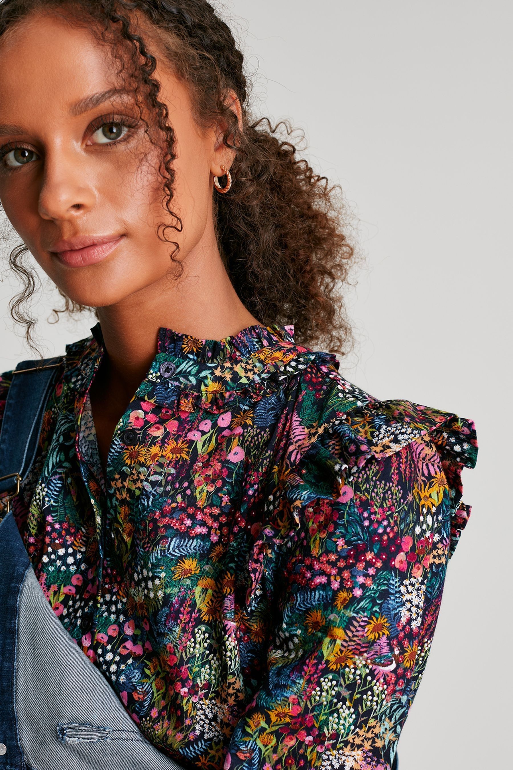 Buy Joules Blue Naomi Button Through Blouse With Frills from Next Ireland