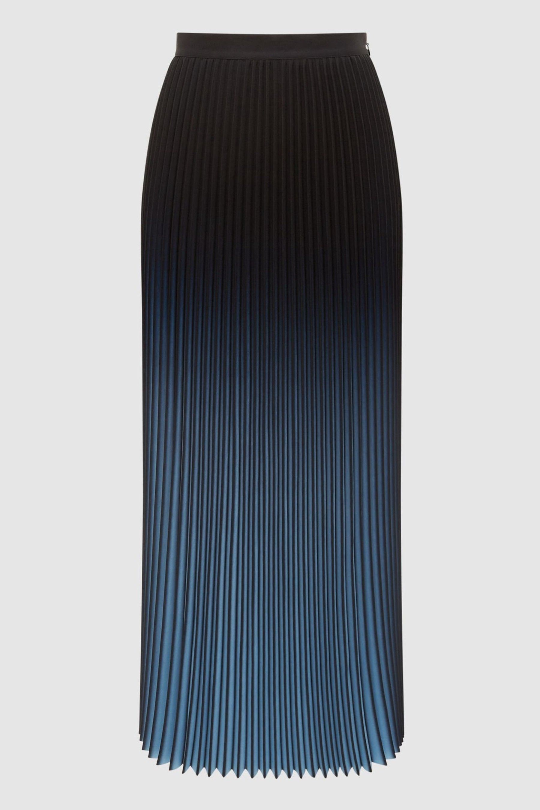 Reiss Blue Pleated Ombre Skirt UK 12 main image 0